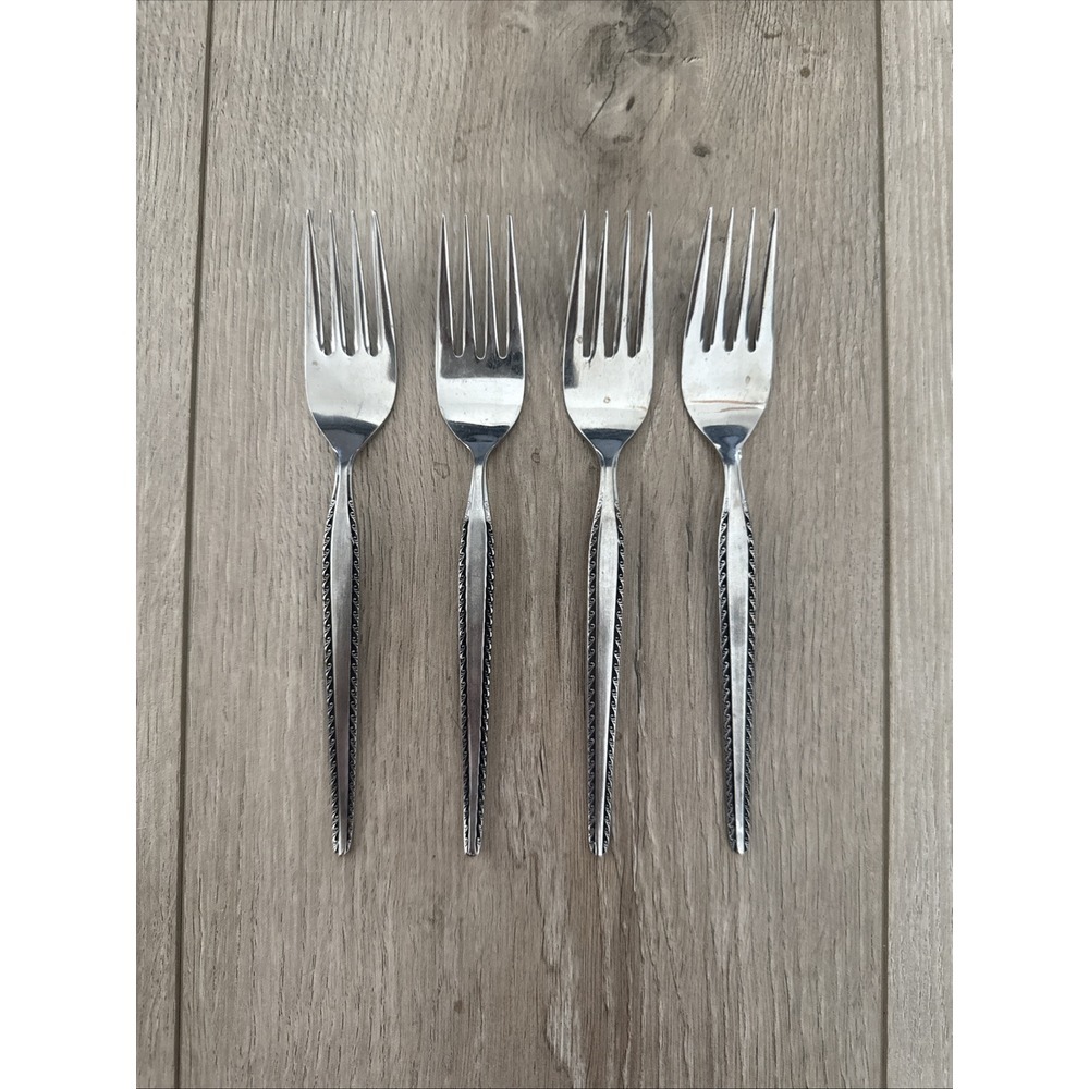 4 PCs Vintage National Granada Salad Fork Stainless Steel 6.75" Japan